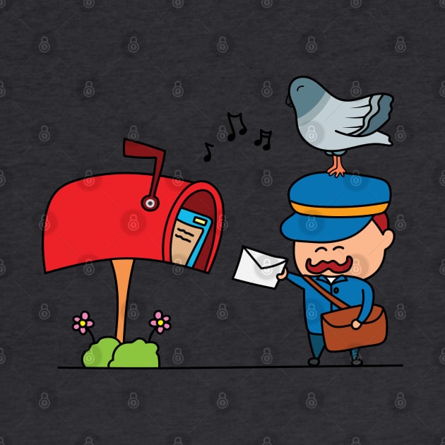 kids drawing cute mailman with pigeon by wordspotrayal